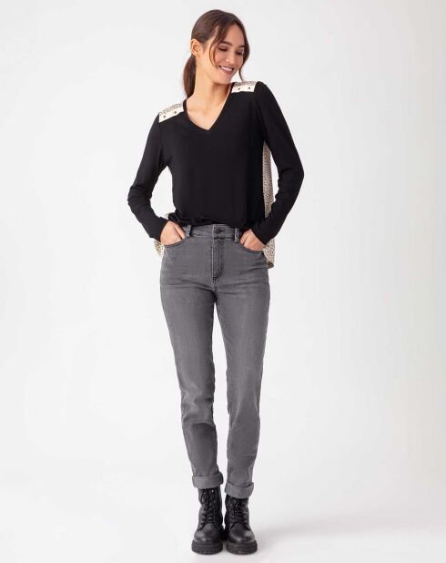 Top Nesri noir/fleurette