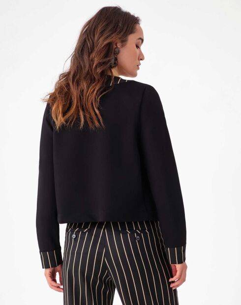 Cardigan Carmen noir/rayure beige