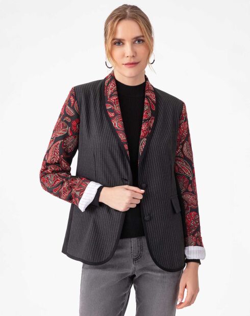 Veste Salome jacquard rouge/ray./noir