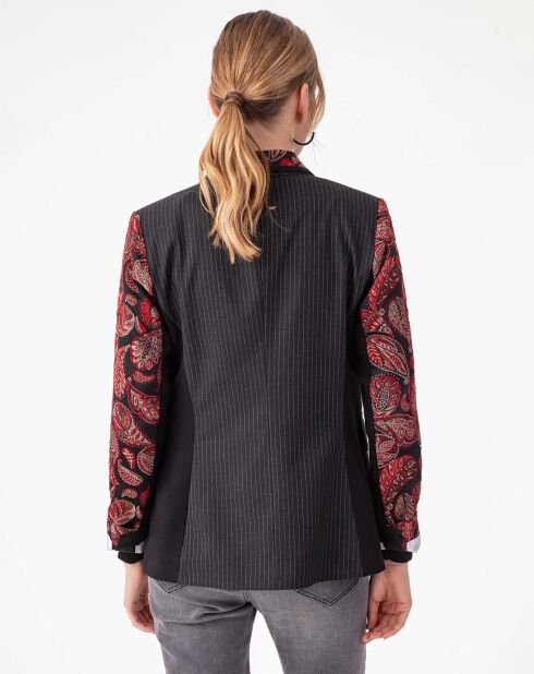 Veste Salome jacquard rouge/ray./noir