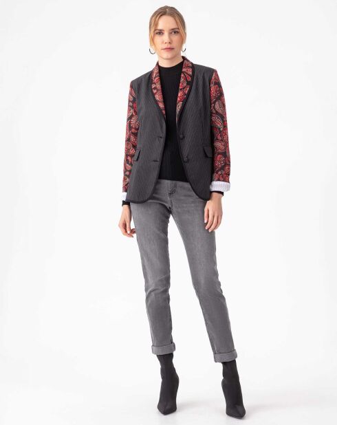 Veste Salome jacquard rouge/ray./noir