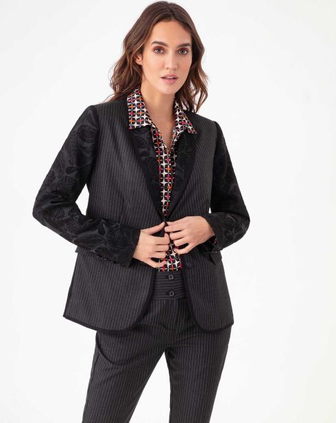 Veste Salome jacquard/rayure/noir
