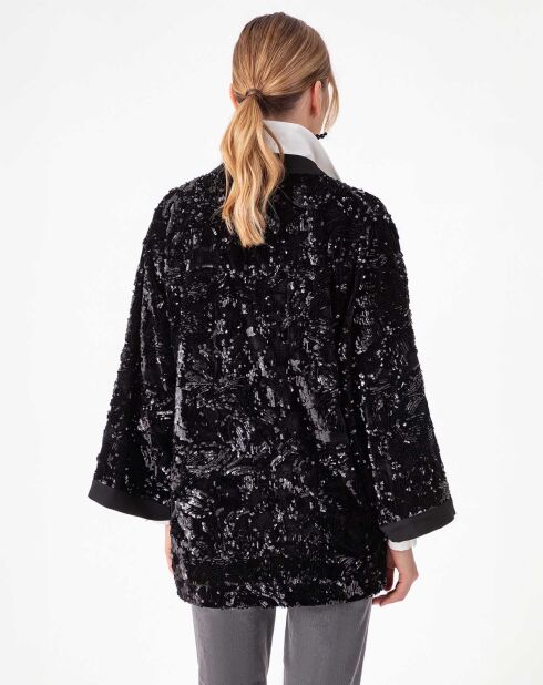 Kimono avec Ceinture Rosie noir