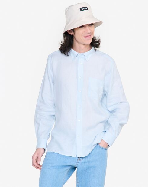 Chemise 100% Lin Ais24Mshi002 bleu ciel