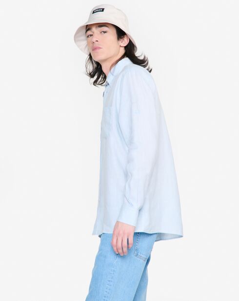 Chemise 100% Lin Ais24Mshi002 bleu ciel