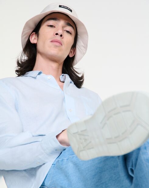 Chemise 100% Lin Ais24Mshi002 bleu ciel