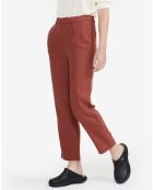 Pantalon en Lin mélangé Ais24Wbot016 sienne