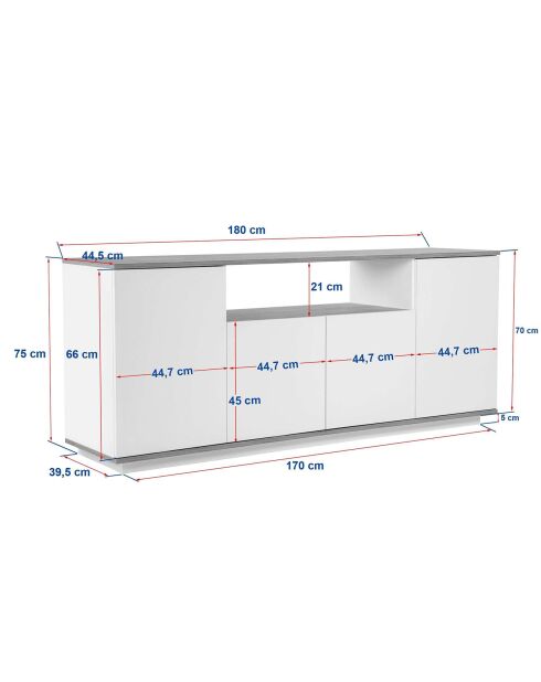Buffet Arista cashmere/pin atlantique - 180x75x44.5 cm
