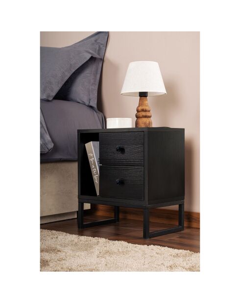 Table de chevet Glimmer bois noir/noir - 45.2x50x29.5 cm