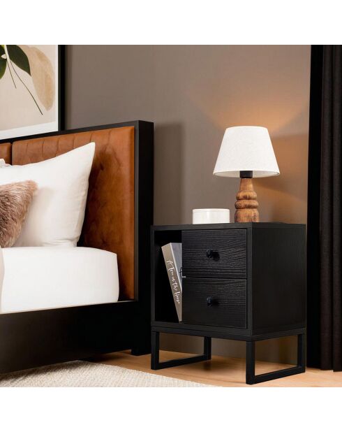 Table de chevet Glimmer bois noir/noir - 45.2x50x29.5 cm