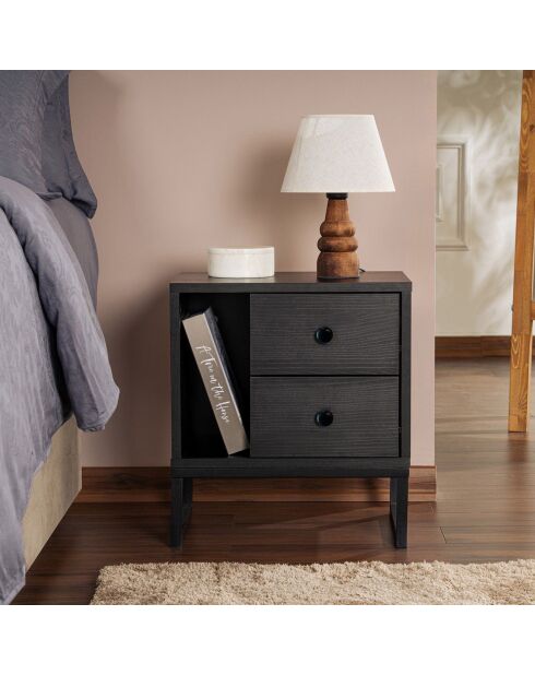Table de chevet Glimmer bois noir/noir - 45.2x50x29.5 cm