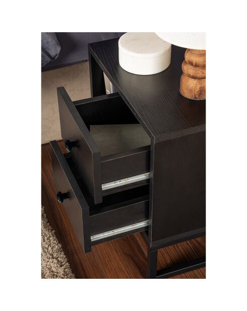 Table de chevet Glimmer bois noir/noir - 45.2x50x29.5 cm