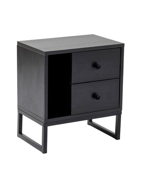 Table de chevet Glimmer bois noir/noir - 45.2x50x29.5 cm