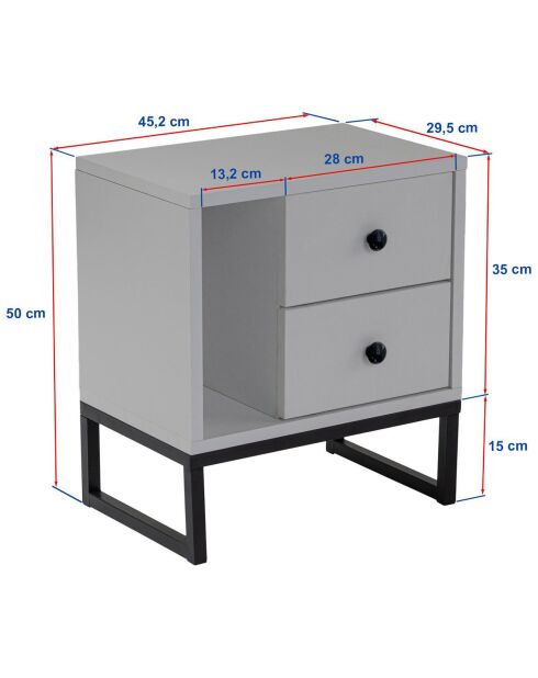 Table de chevet Glimmer bois noir/noir - 45.2x50x29.5 cm