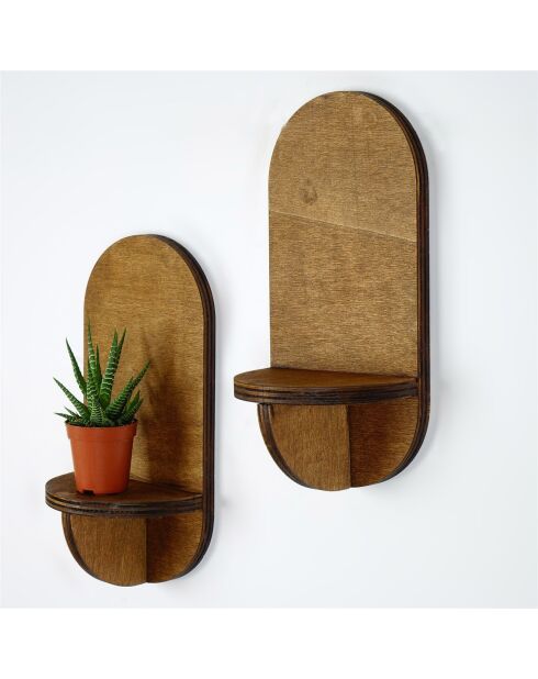 2 Etagères murale Raf noyer - 13x26x9 cm