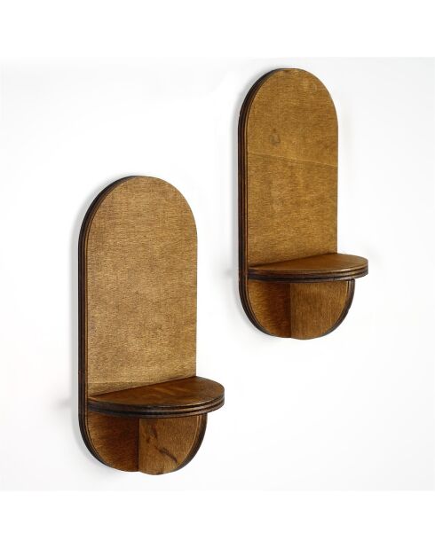 2 Etagères murale Raf noyer - 13x26x9 cm