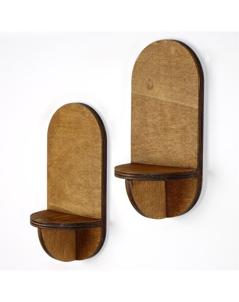2 Etagères murale Raf noyer - 13x26x9 cm