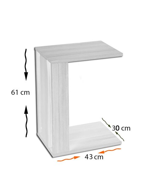 Table d'appoint Pasific C blanc/noir - 30x61x43 cm
