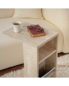 Mesa auxiliar Filinta de travertino - 30x63x40 cm