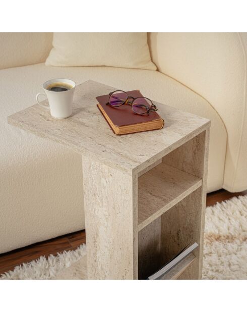 Table d'appoint Filinta travertin - 30x63x40 cm