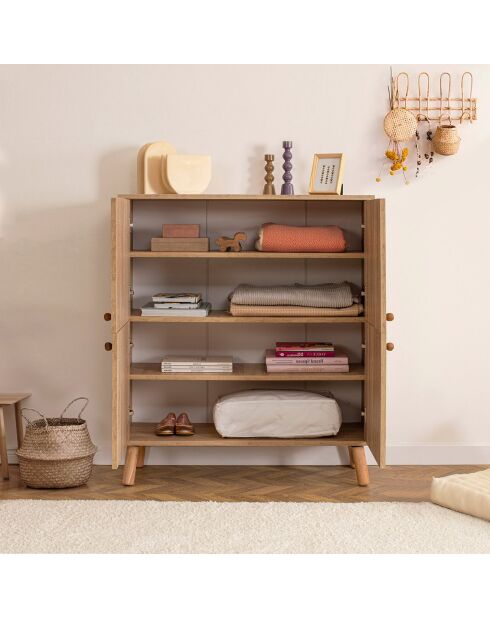 Meuble de rangement Multilüx sonomo/orange/rouge bordeaux - 95x111x36 cm
