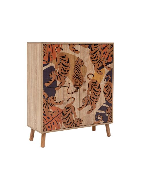 Meuble de rangement Multilüx sonomo/orange/rouge bordeaux - 95x111x36 cm