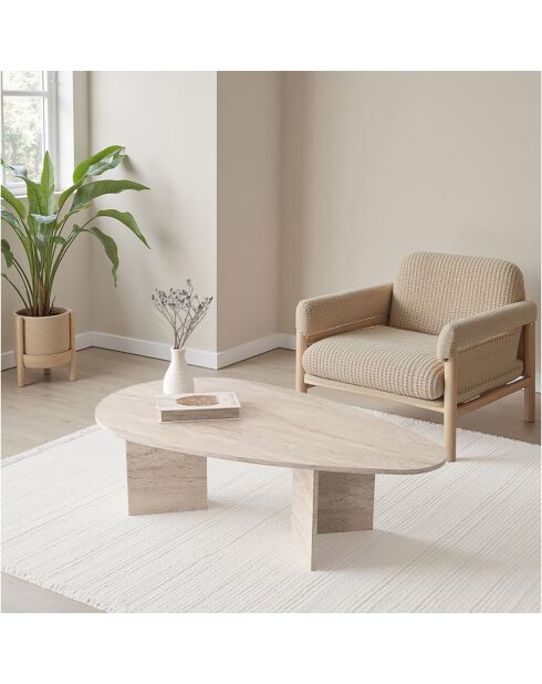 Table basse Flap travertin - 139.5x42x79.5 cm