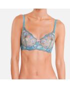 Himmelblauer Bügel-BH mit Blumenmuster
