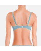 Himmelblauer Bügel-BH mit Blumenmuster