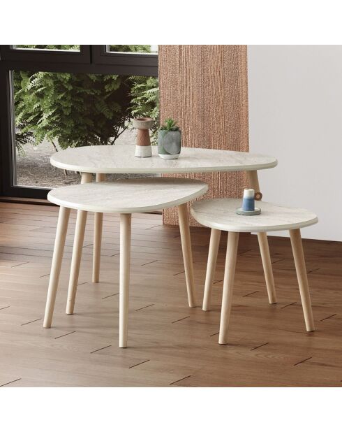 3 Tables basses Alvin travertin
