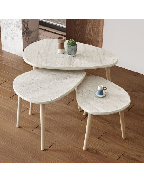 3 Tables basses Alvin travertin