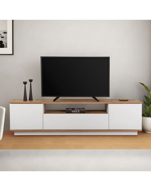 Meuble TV Veramont blanc/pin atlantique - 180x44.6x44.5 cm