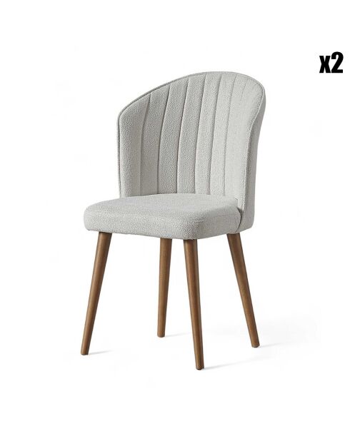2 Chaises Rubi crème/noyer - 95x111x36 cm