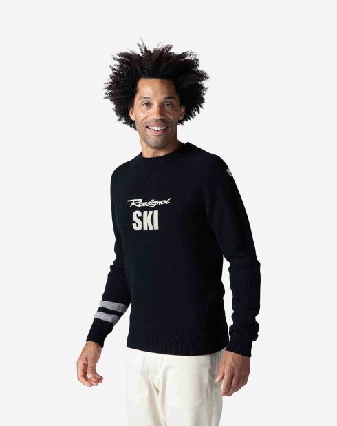 Pull en Laine mélangée Signature Rossignol noir