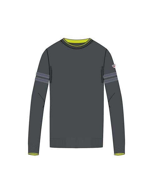 Pullt 100% Laine Mérinos à Rayures Rn Nouveau onyx grey