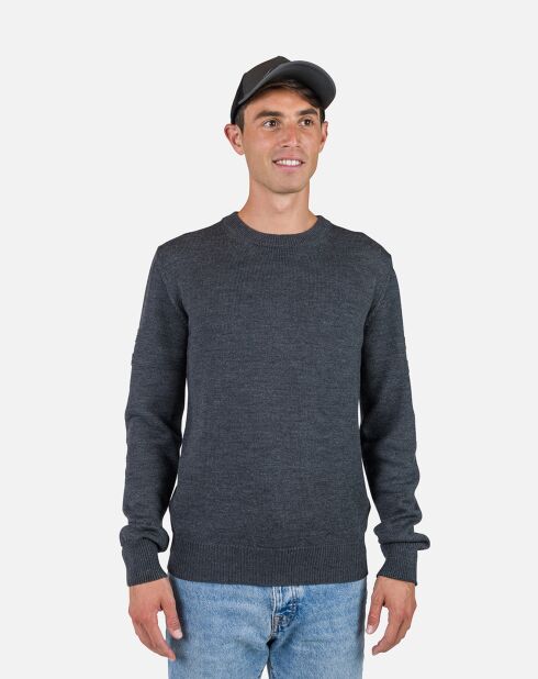 Pullt 100% Laine Mérinos à Rayures Rn Nouveau onyx grey