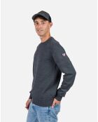 Pullt 100% Laine Mérinos à Rayures Rn Nouveau onyx grey