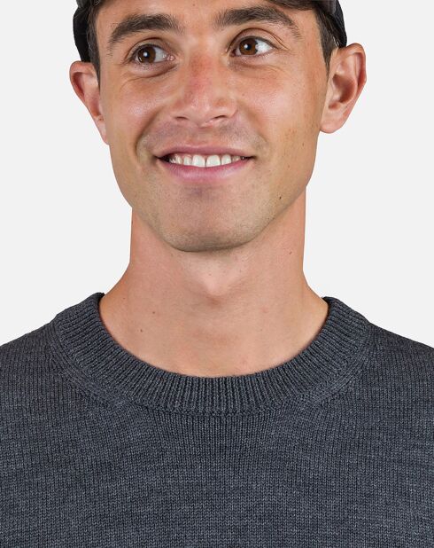 Pullt 100% Laine Mérinos à Rayures Rn Nouveau onyx grey