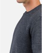 Pullt 100% Laine Mérinos à Rayures Rn Nouveau onyx grey