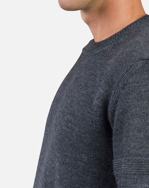 Pullt 100% Laine Mérinos à Rayures Rn Nouveau onyx grey