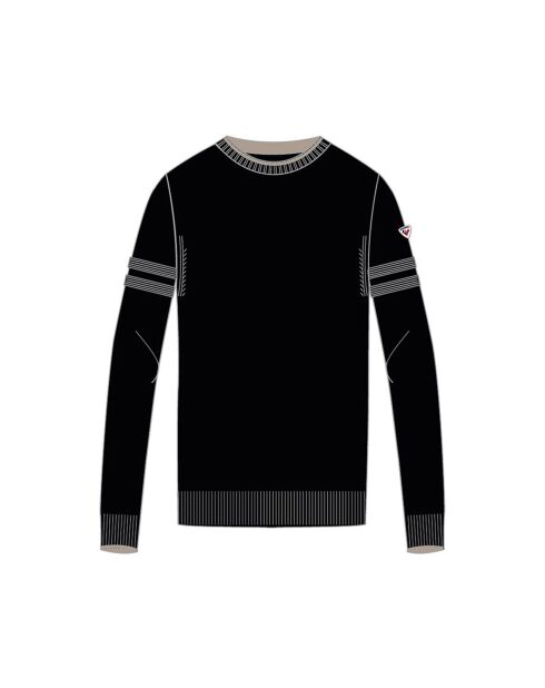 Pull 100% Laine Mérinos à Rayures Rn Nouveau noir