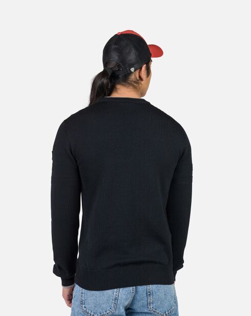 Pull 100% Laine Mérinos à Rayures Rn Nouveau noir