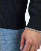 Pull 100% Laine Mérinos à Rayures Rn Nouveau noir