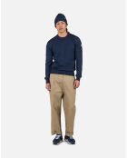 Pullt 100% Laine Mérinos à Rayures Rn Nouveau bleu marine