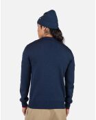 Pullt 100% Laine Mérinos à Rayures Rn Nouveau bleu marine