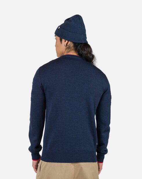 Pullt 100% Laine Mérinos à Rayures Rn Nouveau bleu marine