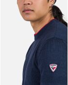 Pullt 100% Laine Mérinos à Rayures Rn Nouveau bleu marine