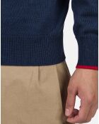 Pullt 100% Laine Mérinos à Rayures Rn Nouveau bleu marine