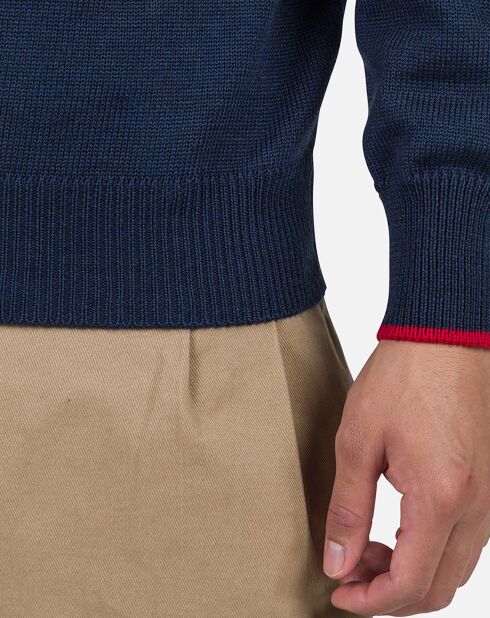 Pullt 100% Laine Mérinos à Rayures Rn Nouveau bleu marine