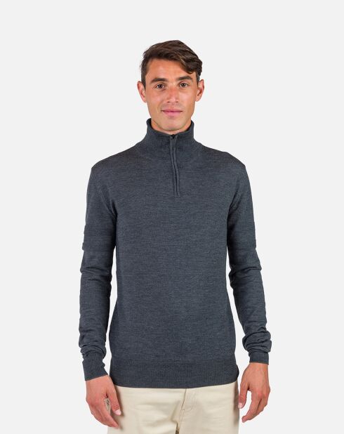 Pull 100% Laine Mérinos Rayé Hz Nouveau onyx grey